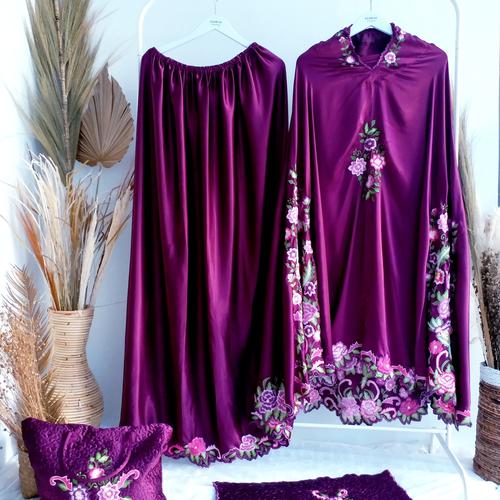 Gambar ELDIYAS MUKENA SUTERA BORDIR UNGU MEWAH dari Eldiyas Hijab Official Kota Bandung Tokopedia