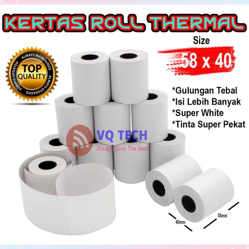 Foto Produk 58 X 40 MM Kertas Struck Printer Thermal TEBAL 58x40mm ISI 10 Roll dari VQ TECHNOLOGY