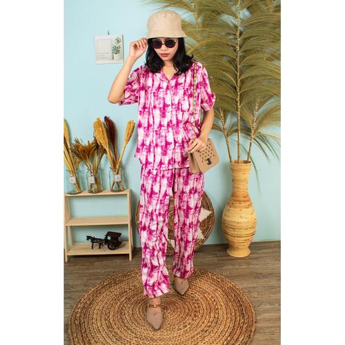 Foto Produk GARAF ARIES CP Stelan One Set TIE DYE RAYON MOTIF Setelan DailySet - PINK dari Garaf Official