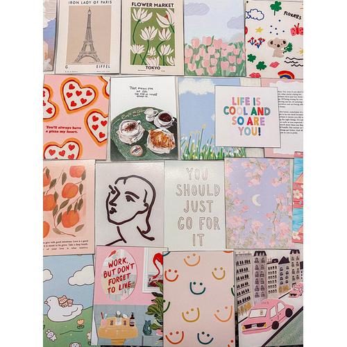 Foto Produk Dekorasi Dinding Hias Korea - Set A - Isi 12 Postcard - Wall Decor dari Aku si Estetik