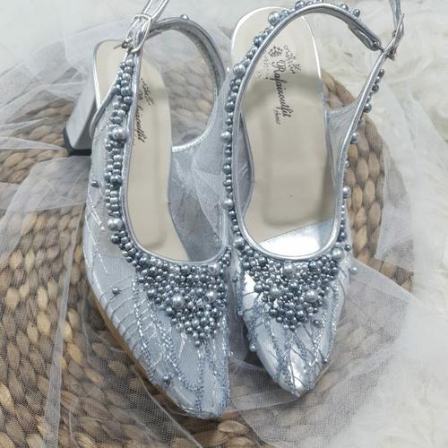 Sepatu wedding payet CALISTA silver 