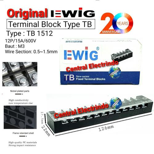 Foto Produk TERMINAL BLOCK EWIG TB 1512 (15A 12Pole). dari central electrindo