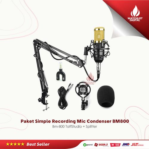 Foto Produk Paket Simple Recording Smule Mic Condenser BM800 Bm-800 + Splitter - Black Gold dari Watchlist Digital