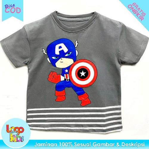Foto Produk Kaos Anak Murah Lengan Pendek Logokids Kapten Amerika 1-10 Tahun - 1 tahun dari logokids