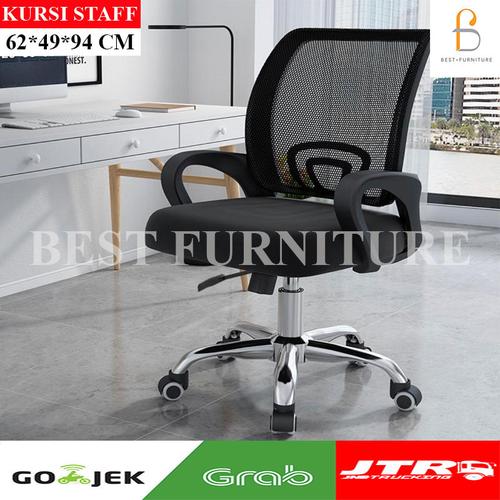 Foto Produk Best Kursi Staff Kursi Kantor Kursi Multifungsi uk59x63x93cm - Hitam dari BestLivings
