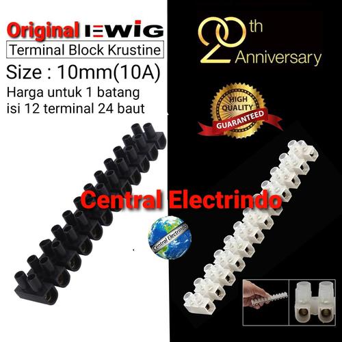 Foto Produk Terminal Krustin 10mm 10A EWIG (Putih/Hitam). - Hitam dari central electrindo
