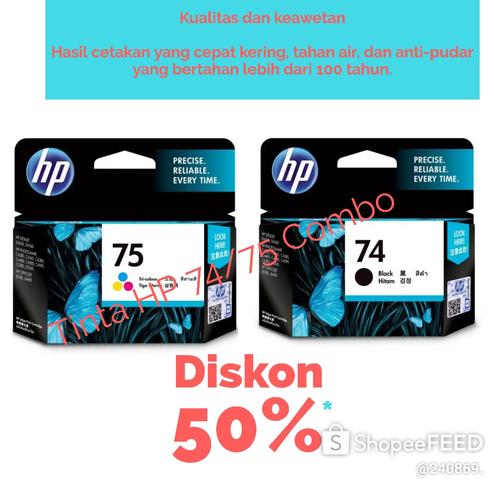Jual Paket Combo Tinta HP 74 Black + 75 