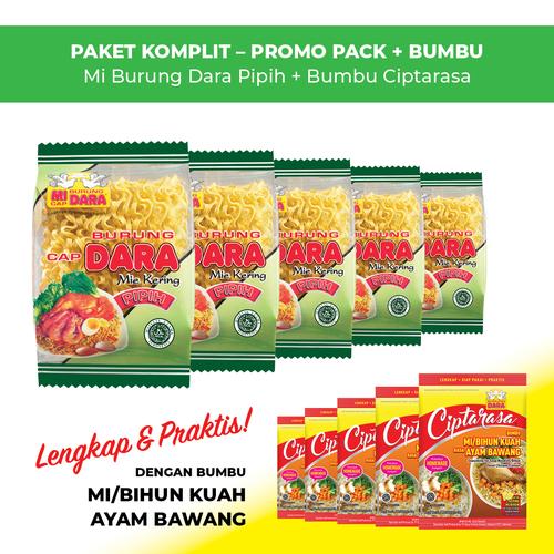 Foto Produk Mi Burung Dara Pipih + Bumbu Ciptarasa Kuah Ayam Bawang (5 pcs) dari BURUNG DARA OFFICIAL