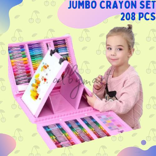 Foto Produk Crayon Anak Set Isi 208 Pcs Pensil Warna Alat Lukis Set Crayon Set - pink dari Kids Heaven Official