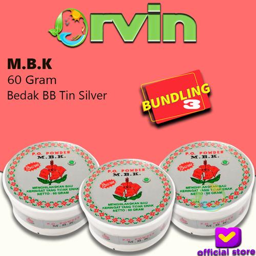 Foto Produk MBK Tin Silver 60 g / Bundling 3 / Bedak BB / mengurangi bau badan dan dari Orvin Health & Beauty