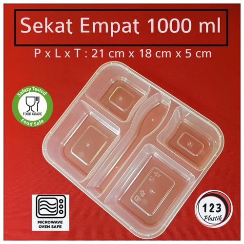 Jual Thinwall sekat 4. Tempat makan Bento. Lunch box. Catering. Food