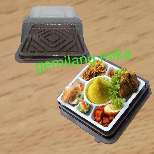 Gambar mika tumpeng mini kotak + alas sekat 7 nasi dari gemilang mika undefined Tokopedia