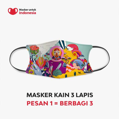 Foto Produk Masker Kain 3 Lapis (3 Ply) Earloop - Desain oleh Diela Maharanie dari Masker untuk Indonesia