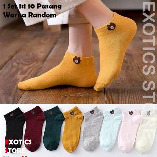 Foto Produk ( 1 set 10 pasang ) Kaos Kaki Karakter Motif Line Brown Mata Kaki dari exotics-store
