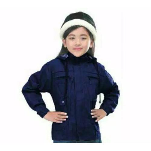 Foto Produk JAKET PARKA ANAK PEREMPUAN KANVAS USIA 7-13 TAHUN - Biru, M (11-13 Tahun) dari Anggi Colection Shop