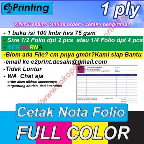 Foto Produk Cetak Nota bon Full Warna 1ply dari E&EPrintingsupplies