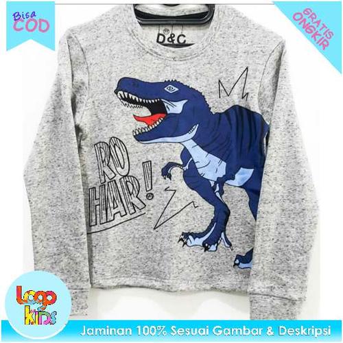 Foto Produk Logokids Baju / Kaos Anak Lengan Panjang Motif Trex Grey 1-10 Tahun - 1 tahun dari logokids