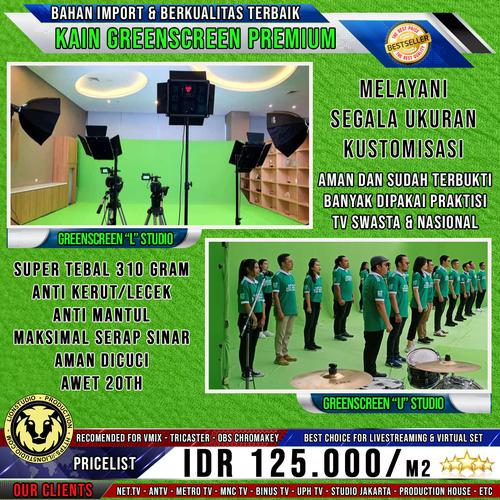 Foto Produk 3x4m Kain Greenscreen Tebal 310 gram (Broadcast TV Quality) dari Lion Studio