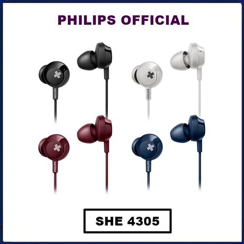 Jual Philips SHE 4305 Bass+ earphone Headset Headphones with Mic SHE4305 -  Merah - Jakarta Selatan - Official Brands | Tokopedia