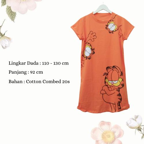 Foto Produk Dress Wanita Jumbo Midi Dress Casual Wanita Dress Karakter Garfield dari Poedie