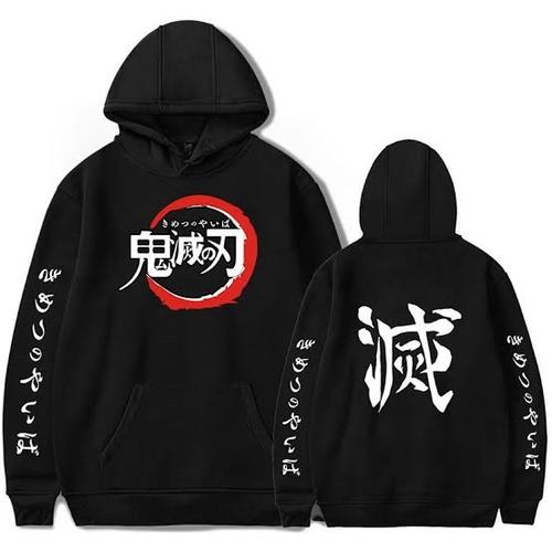 Foto Produk Jaket Sweater Anime Kimetsu No Yaiba Demon Slayer Hoodie Premium - Hitam, M dari LGM shop