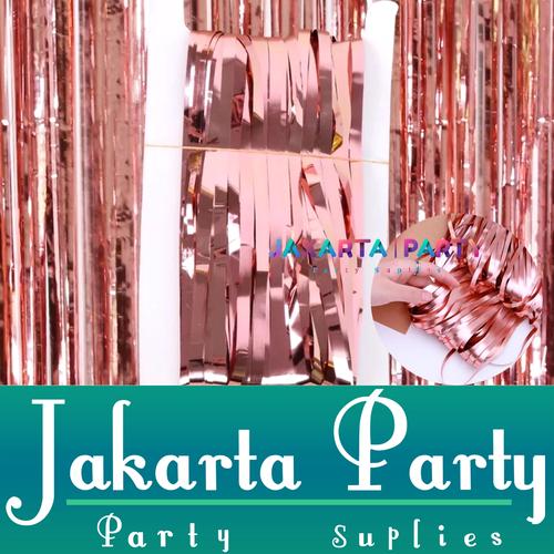 Gambar Tirai Foil Rose Gold / Back Drop Rumbai / Tirai Rumbai / Foil Curtain dari Jakarta Party Jakarta Utara Tokopedia