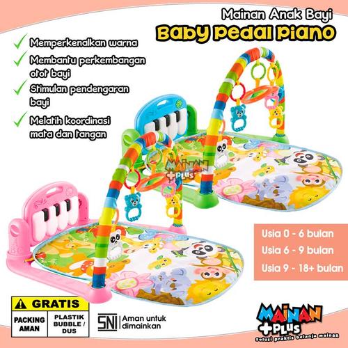 Foto Produk Mainan Bayi Newborn Playmat Piano Fitness Rack Baby Pedal Piano SNI - Merah Muda dari MainanPlus