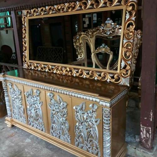 Foto Produk lemari pajangan ukiran duco mewah kayu jati dari tokoh furniture murah