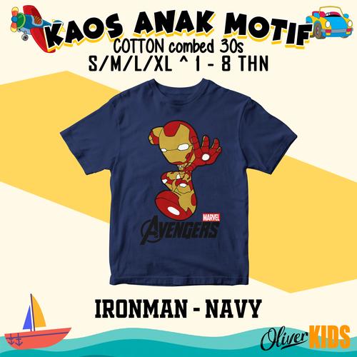 Foto Produk BAJU / KAOS ANAK DISTRO KARAKTER IRONMAN NAVY combed 30s - S 1-2 THN dari easyshop #1.bdg