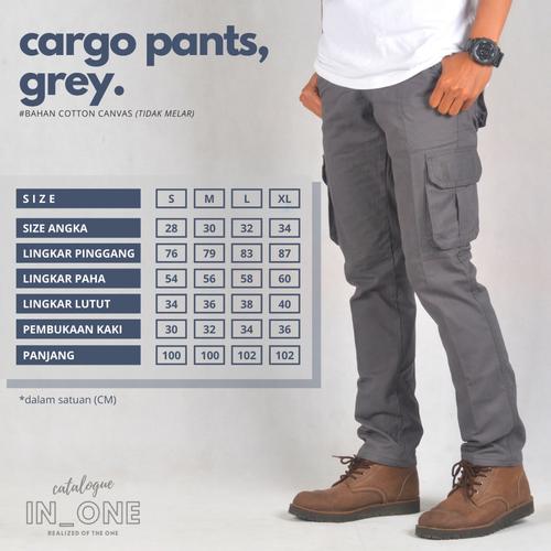 CELANA PANJANG CARGO PANTS GREY UKURAN 