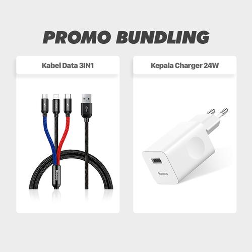 Foto Produk BASEUS BUNDLING: KABEL DATA 3IN1 & KEPALA CHARGER QUICK CHARGER QC3.0 dari Baseus Official Store