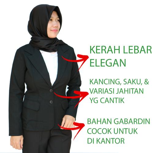 Foto Produk Blazer Wanita Hitam Formal Bahan Tebal Jahitan Rapi - XL dari Bunda Wulan Shop