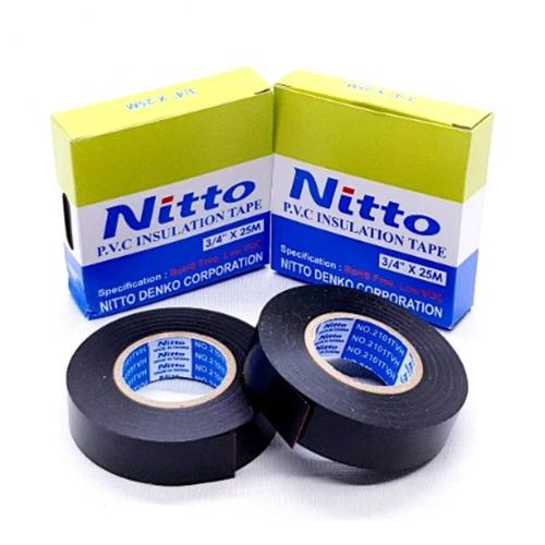 Foto Produk Nitto Isolasi Listrik Original Tape Hitam PVC Kabel Nitto 3/4"25M Asli dari Buntoro-Store