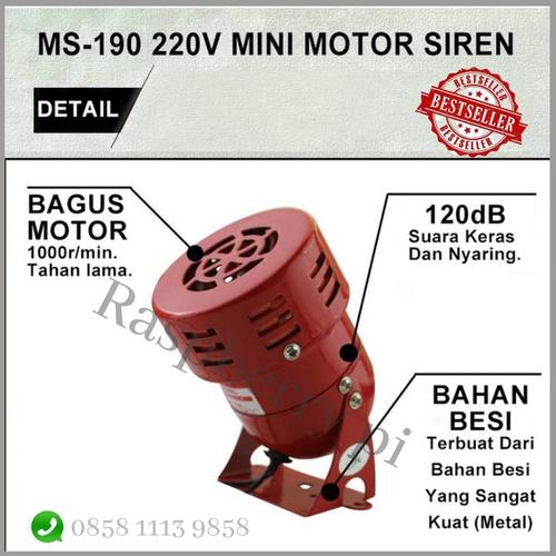 Foto Produk Baby Mini Sirine Siren Alarm MS190 MS-190 220 V AC Sirene Motor Sound dari Raspberry Pi Distributor