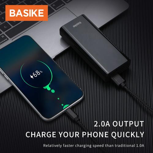 Foto Produk PowerBank Murah Mini Power Bank Dual USB LED BASIKE 10000 mAh Fast - PT806 Black dari Basike Official Store