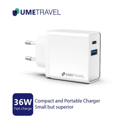 Gambar Kepala Casan/Charger UMETRAVEL A4 2 Port 36w Fast Charging PD18w+QC3.0 dari UMETRAVEL Kab. Kepulauan Meranti Tokopedia