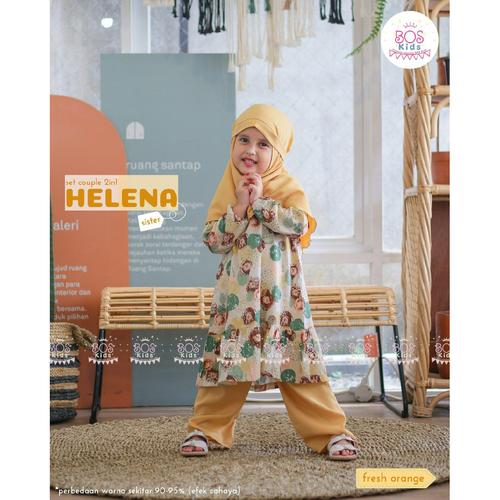 Foto Produk SETELAN TUNIK ANAK HELENA BOSKIDS BAHAN KATUN RAYON WARNA FRESH ORANGE - S dari asheeqaofficial
