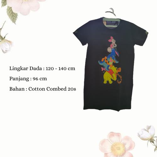 Foto Produk Dress Wanita Jumbo Midi Dress Casual Wanita Dress Karakter Pooh Friend - Hitam dari Poedie