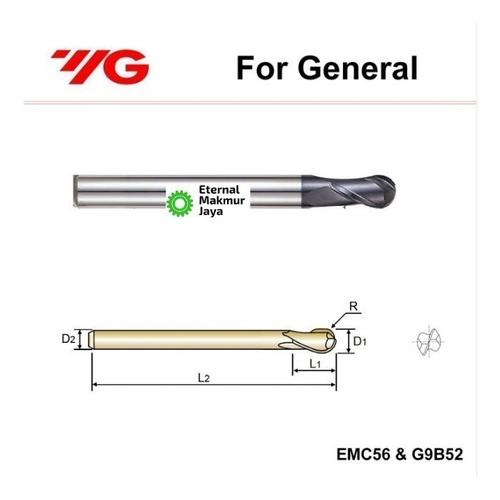 Jual YG1 Carbide Ballnose Dia. 1mm ( R0.5 ) 2 Flute EMC56010 Jakarta