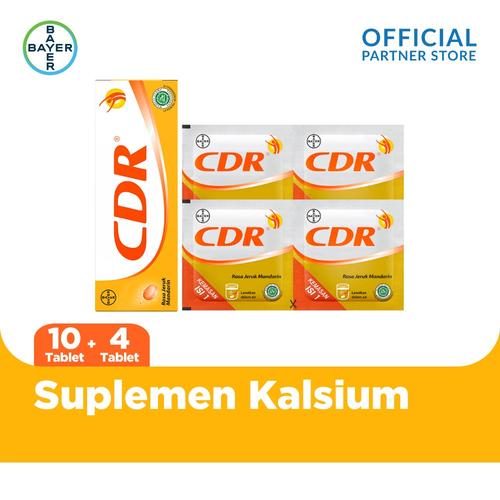 Foto Produk CDR Suplemen Kalsium Rasa Jeruk 10 Tablet & CDR 4 Sachet dari Bayer Health Partner