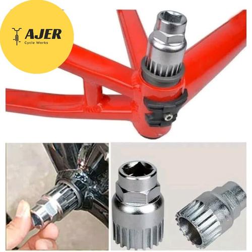 Foto Produk Kunci pembuka BB kotak HT 1 hollowtech 1 Octalink alat tool sepeda - Silver Chrome dari Toko Ajer