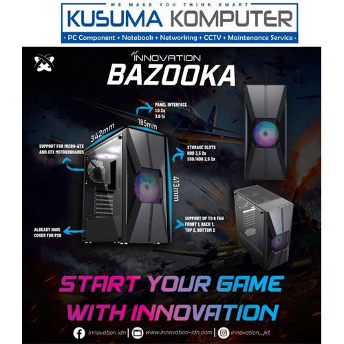 Jual Innovation Bazooka - Tempered Glass Mid-Tower Gaming Case - Kab ...