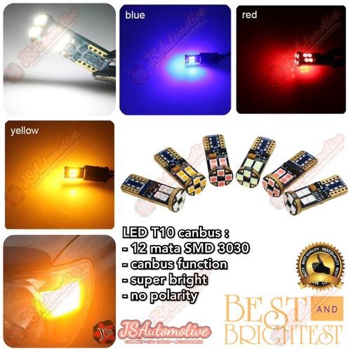 Foto Produk LED T10 tancep 12smd 3030 canbus untuk Senja/Sein/Mundur Mobil/Motor - Putih dari JSA-RAYmart