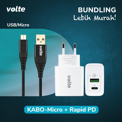 Foto Produk BUNDLING VOLTE RAPID PD Kepala Charger 2 port USB A & C (QC 3.0 & PD) - Rapid PD-Micro dari volte indonesia