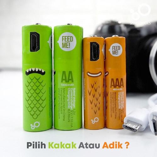 Foto Produk smartoools Baterai AA / AAA rechargeable , cas micro usb microbatt - Hijau ST-AA dari CK Bandana Sby