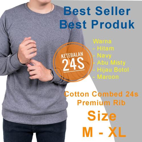 Foto Produk kaos polos lengan panjang rib Cotton Combed 24s Premium - Navy, M dari Galaxy Store GK