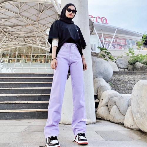 Foto Produk JINISO - Highwaist Loose Jeans Lilac 841 - 851 HANGOVER dari JINISO.ID