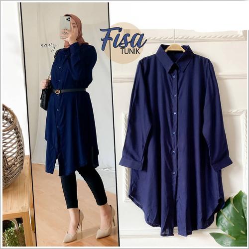 Foto Produk Baju Atasan Wanita Terbaru Fisa Tunik Full Kancing FREE BELT dari hijabafwa