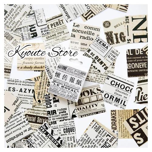 Foto Produk 45 pcs Sticker Retro English Newspaper Vintage Scrapbook DIY Bujo HP dari Kyoute Store