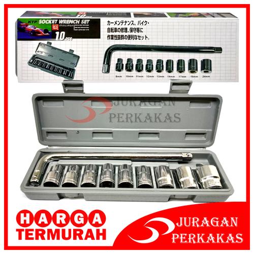 Foto Produk KTP KUNCI SOK SET 10 PCS MATA SOCK SHOCK SOCKET TOOL KIT SET 8-24 MM dari Juragan Perkakas